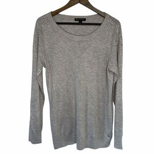 INC International Concepts Rhinestone Embellished Sweater Womens XL Gray